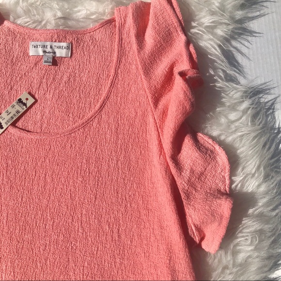 Madewell Ruffle-Sleeve Tank Top coral size Large - Picture 5 of 7
